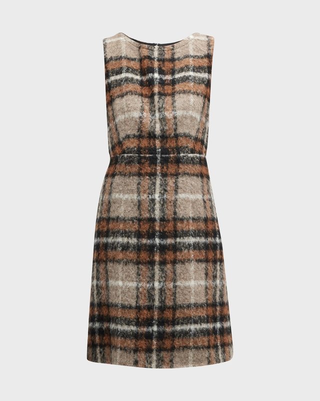 Sleeveless Plaid Wool Dress
